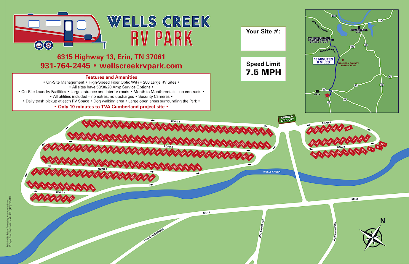 Wells Creek RV Park Site Map